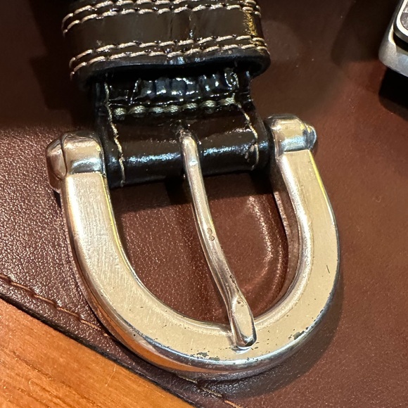 🌟2xHP🌟VTG 2000s Fossil Multicolor Patchwork Leather & Suede Silver Buckle Belt S - Picture 12 of 12